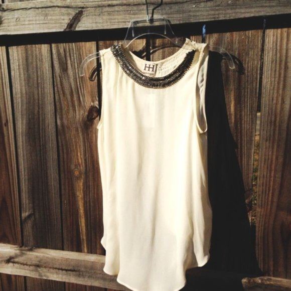 New Haute Hippie 100% silk sequined embellished neck crossover open back blouse - Picture 1 of 4